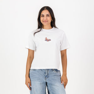Springboks 95 Ladies Crop Boxy Crew Tee-White