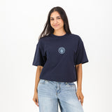 Manchester City Electric Crest Boxy Tee-Navy