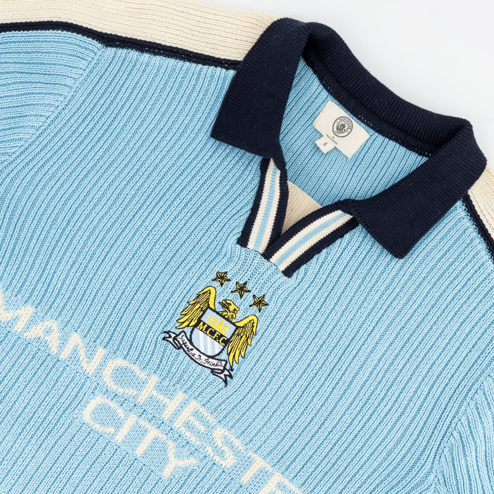Manchester City Retro LS Knit Jersey-Sky Blue