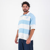 Manchester City Stripe  Rugby Polo-Sky Blue