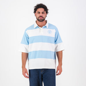 Manchester City Stripe  Rugby Polo-Sky Blue