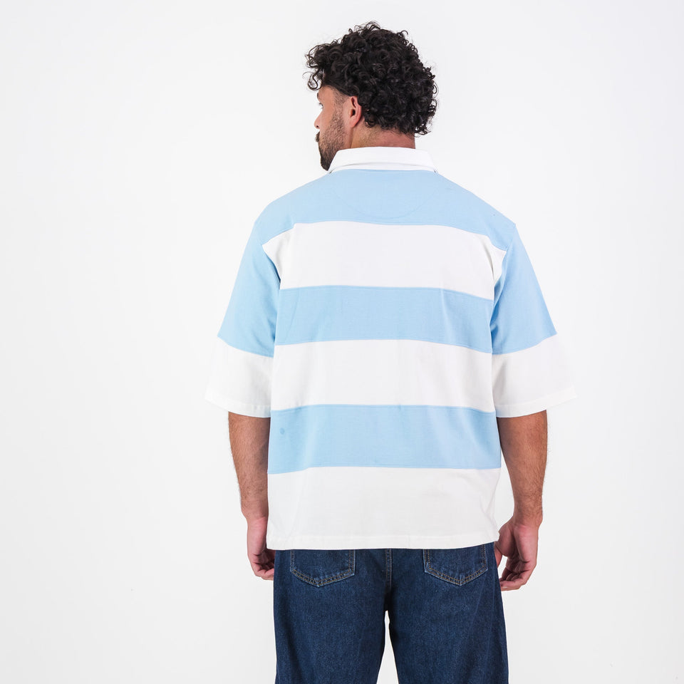 Manchester City Stripe  Rugby Polo-Sky Blue