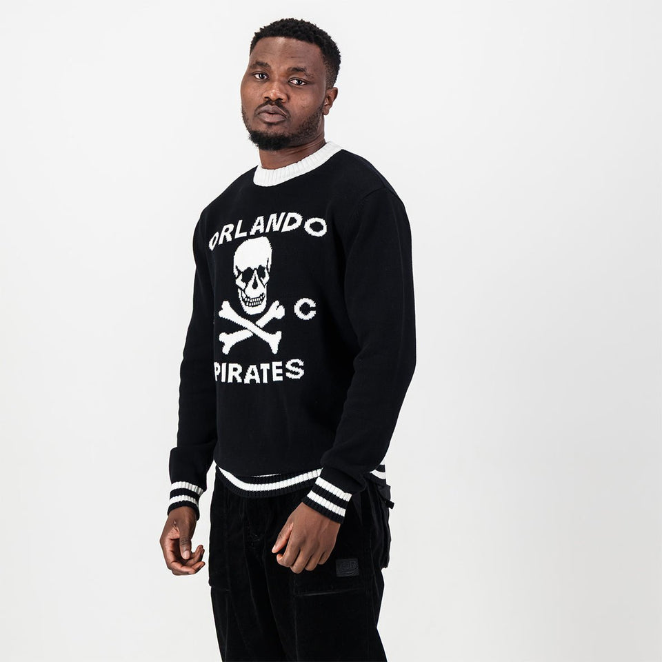 Orlando Pirates Tipped Crew Knit LS Jersey- Black