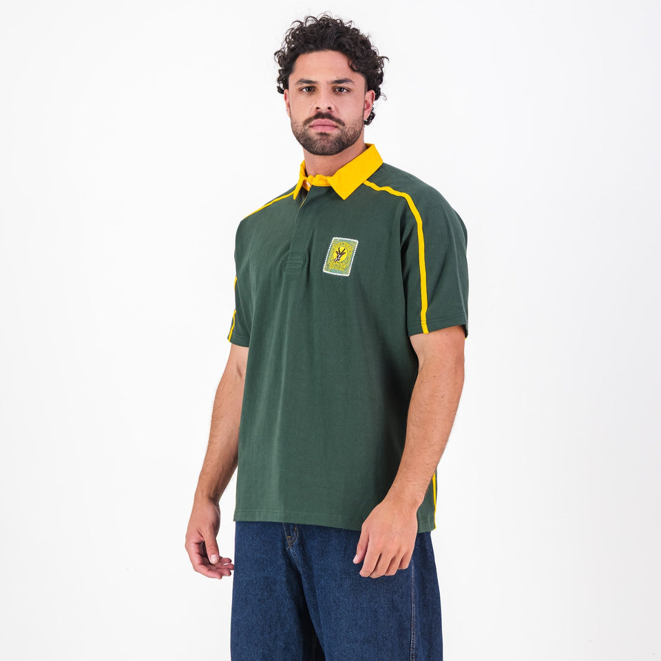 SA Supporters Twill Sleeve SS Rugby Jersey Raglan Green