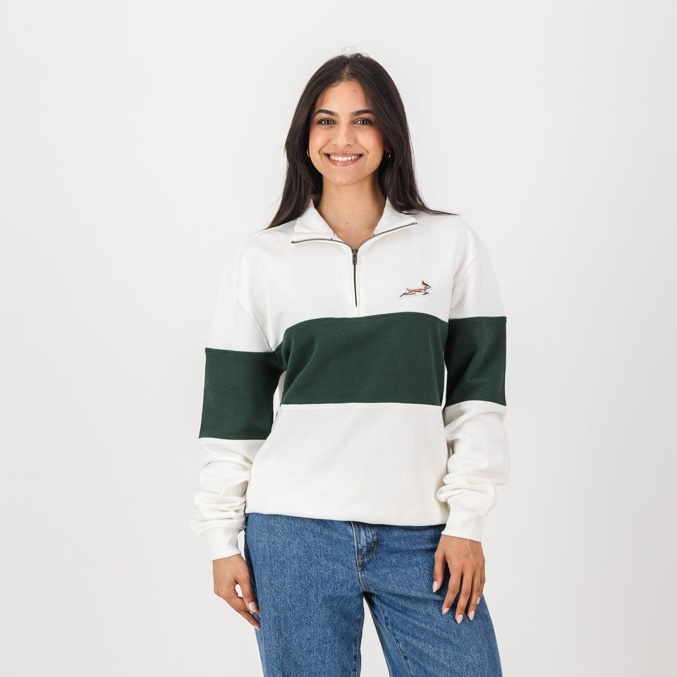 Springboks Classic Hoop Quarter Zip - Cloud Dancer