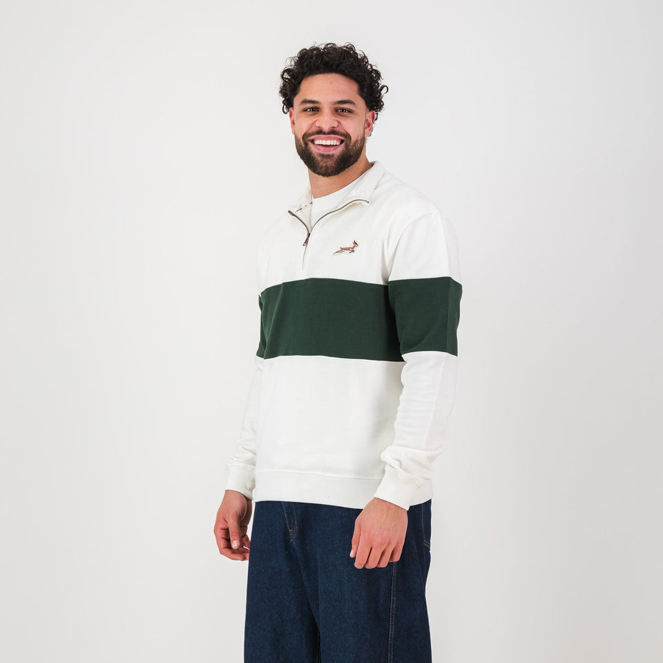 Springboks Classic Hoop Quarter Zip - Cloud Dancer