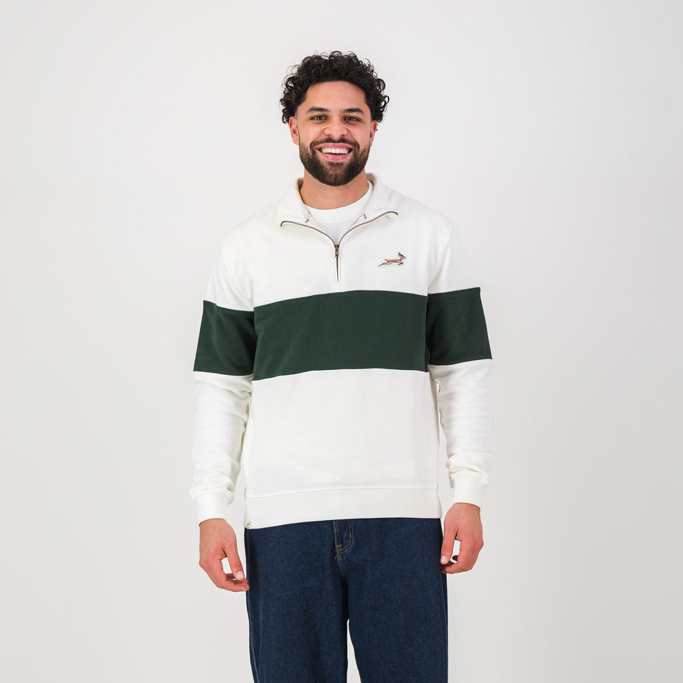 Springboks Classic Hoop Quarter Zip - Cloud Dancer