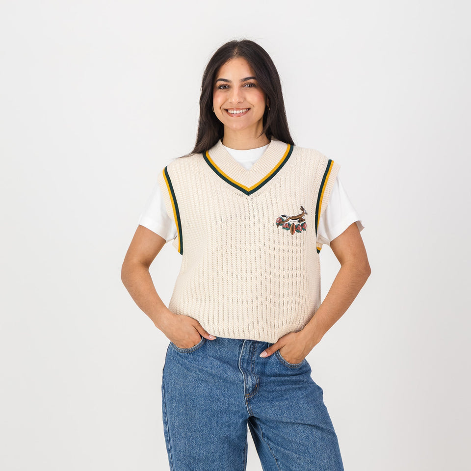Springboks Crochet Vest Knit - Ivory
