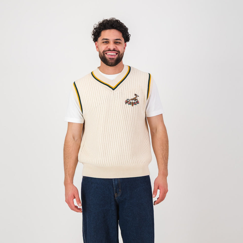 Springboks Crochet Vest Knit - Ivory