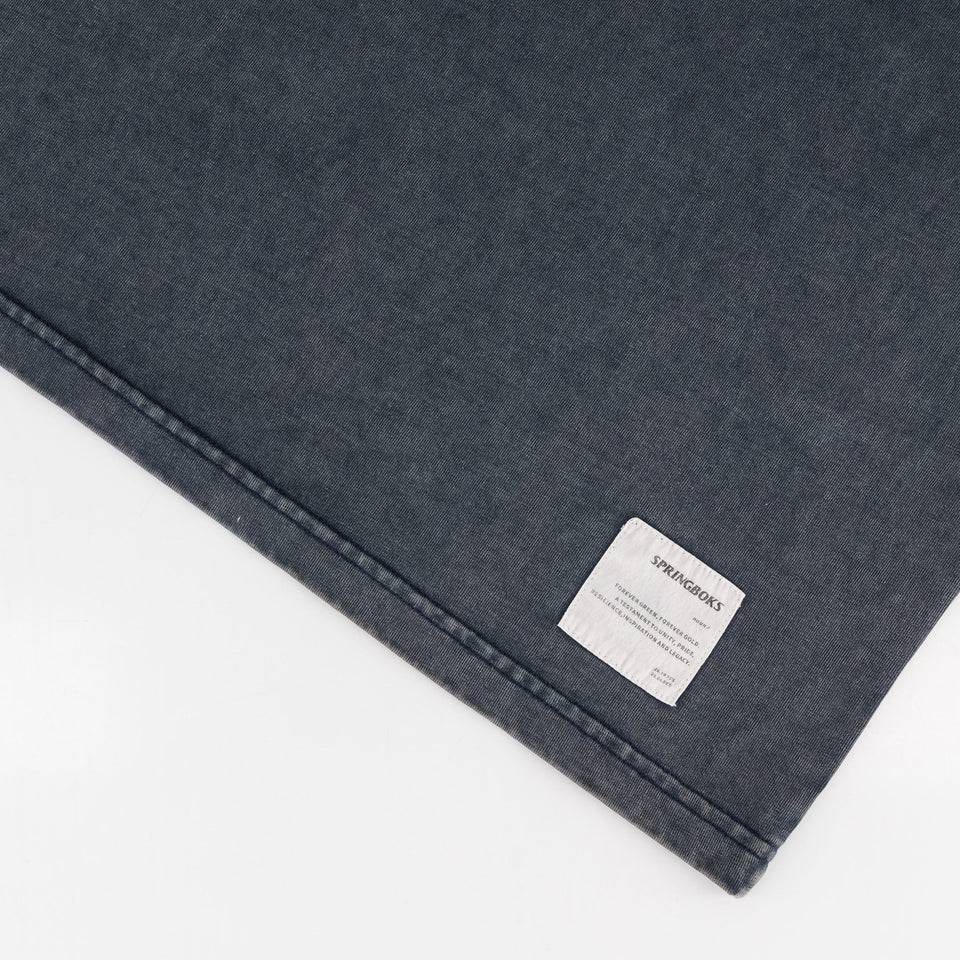 Springboks Four Wins Acid Wash Boxy Crew Tee-Navy