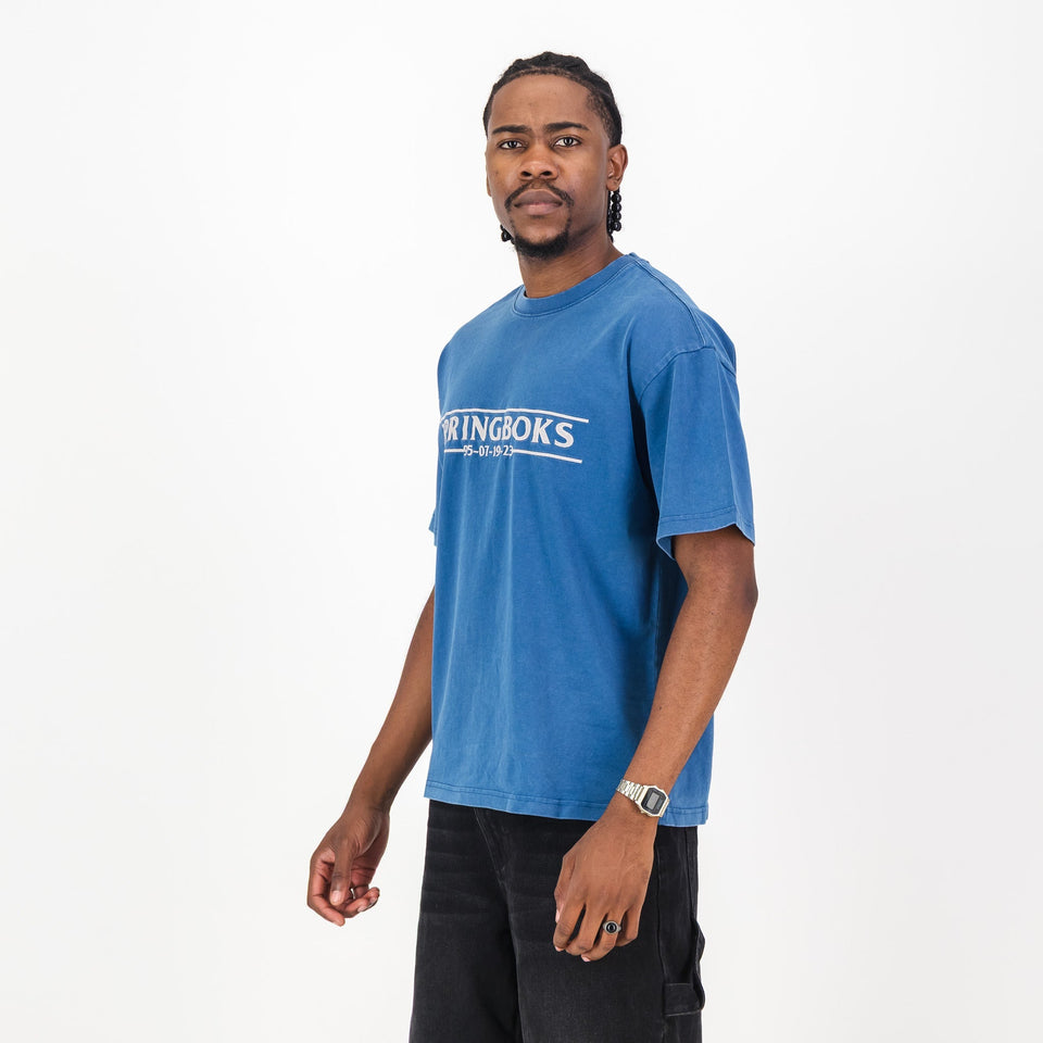 Springboks Four Wins Acid Wash Boxy Crew Tee-Skyway