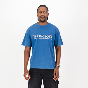 Springboks Four Wins Acid Wash Boxy Crew Tee-Skyway