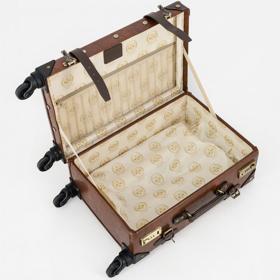 Springboks Heritage Leather Cabin Trolley – Chocolate