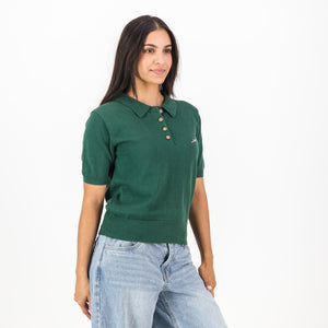 Springboks Knitted SS Ladies Polo-OS Green