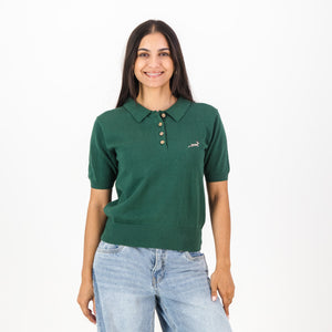 Springboks Knitted SS Ladies Polo-OS Green