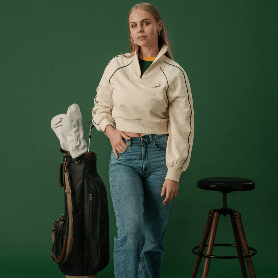 Springboks Ladies Piped Zip Through Sweat-Ivory