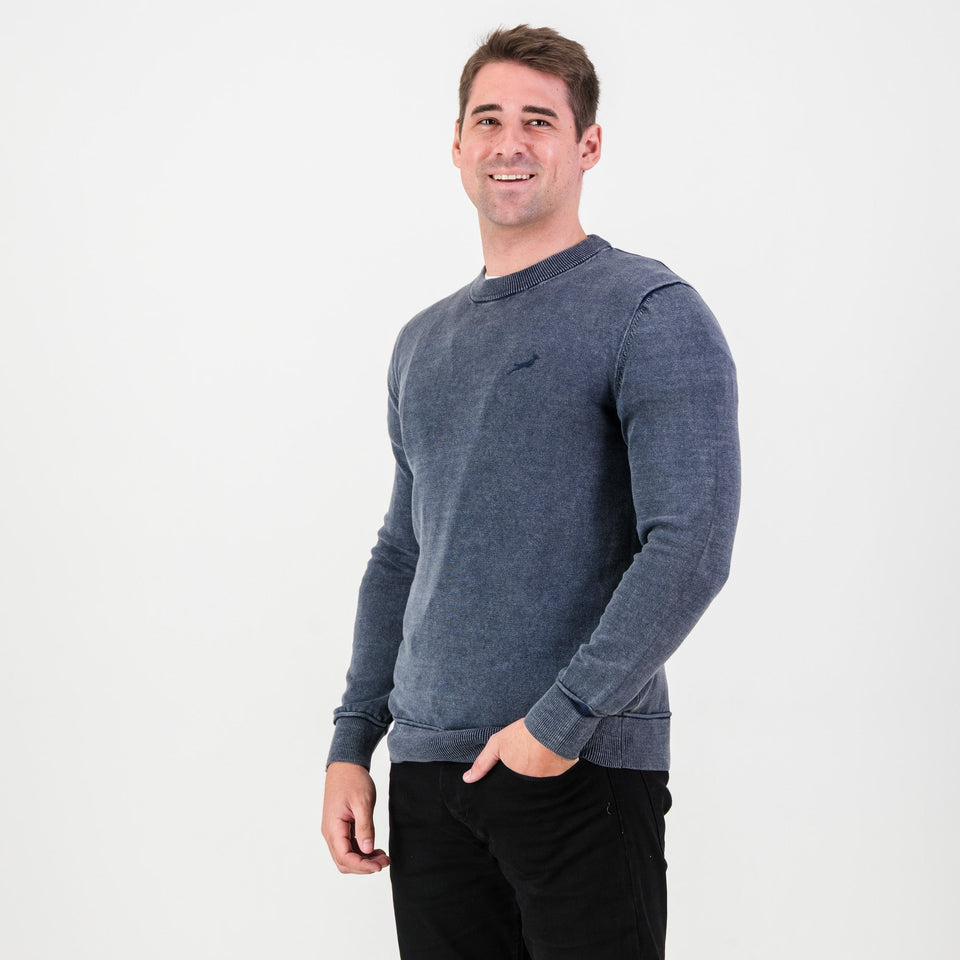 Springboks Overdyed Crew Neck Knit - Navy