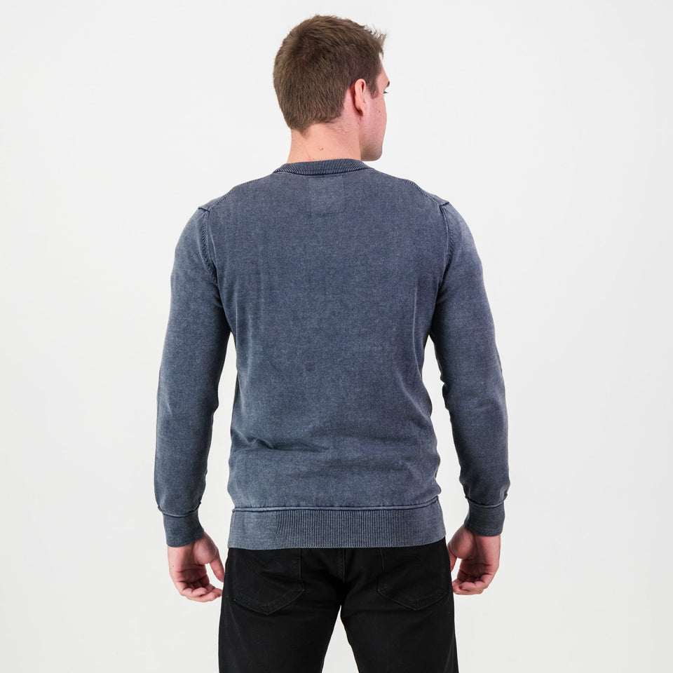 Springboks Overdyed Crew Neck Knit - Navy