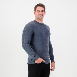 Springboks Overdyed Crew Neck Knit - Navy