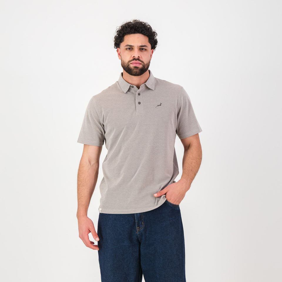 Springboks Pique Striper SS Polo - Tobacco Brown