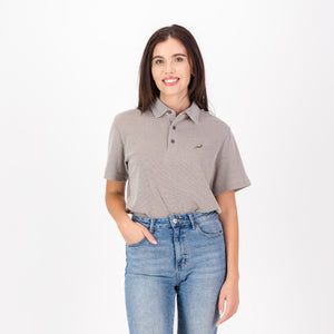 Springboks Pique Striper SS Polo - Tobacco Brown
