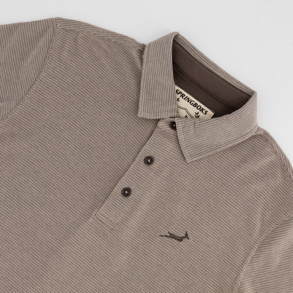 Springboks Pique Striper SS Polo - Tobacco Brown