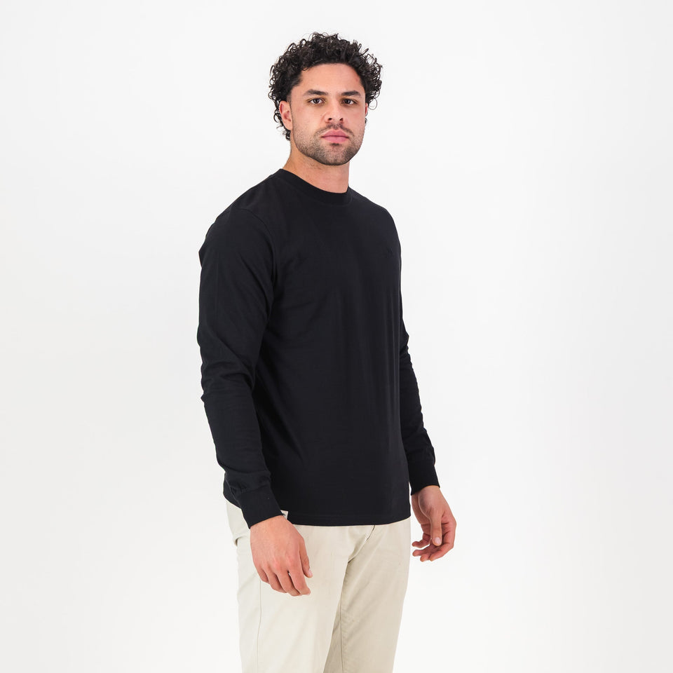Springboks SML EMB LS Crew Tee - Black