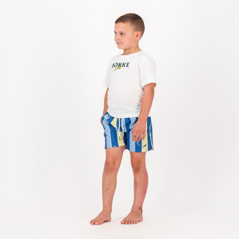 Springboks Stripe Print Kids Swim Shorts - Skyway