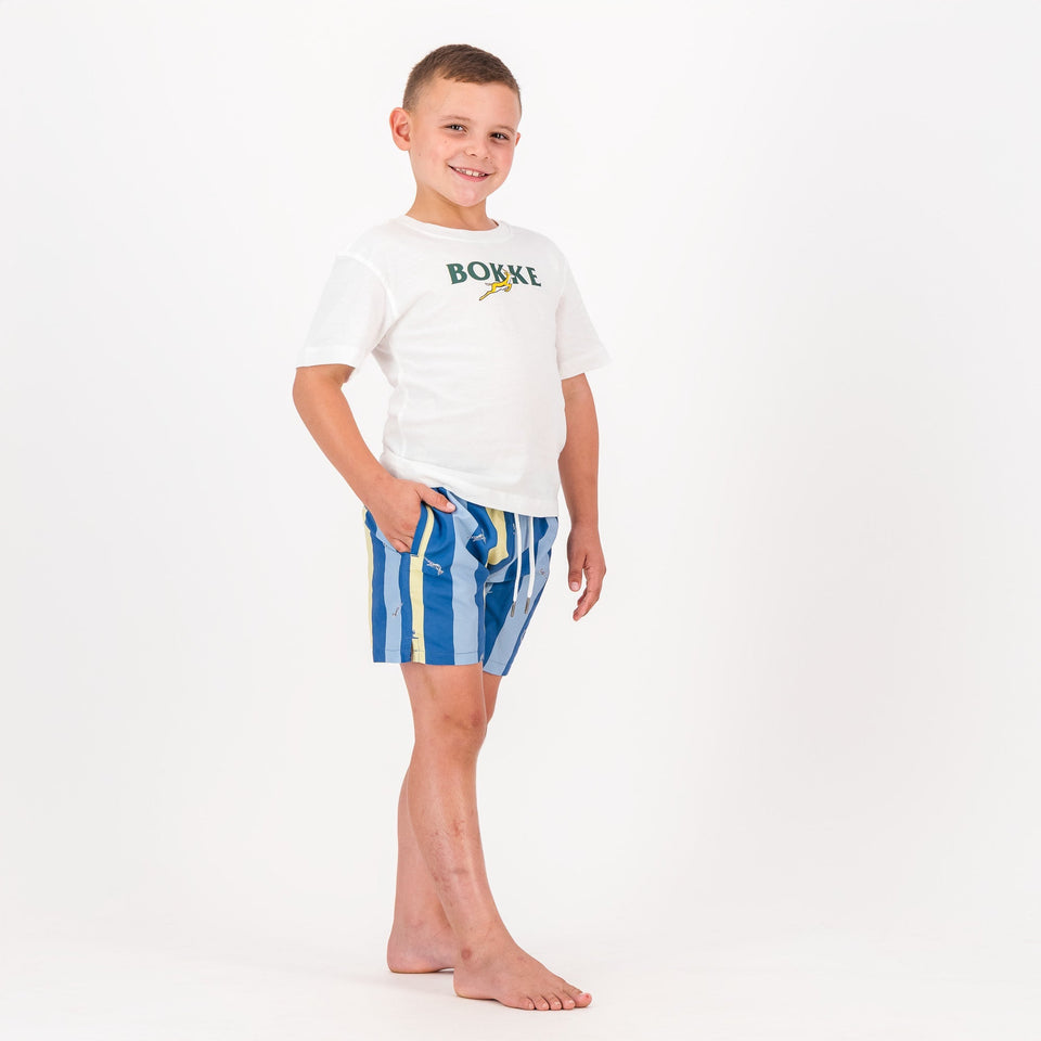 Springboks Stripe Print Kids Swim Shorts - Skyway
