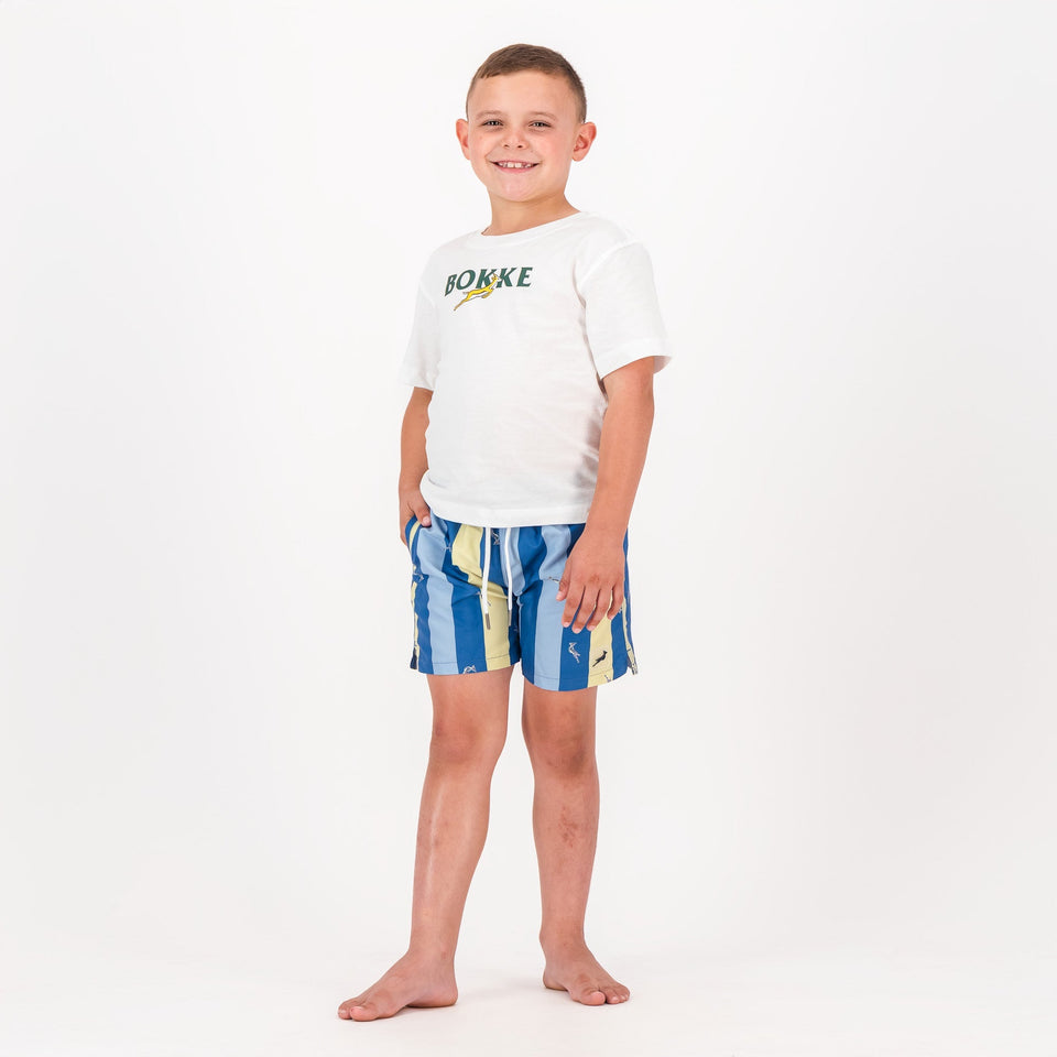 Springboks Stripe Print Kids Swim Shorts - Skyway
