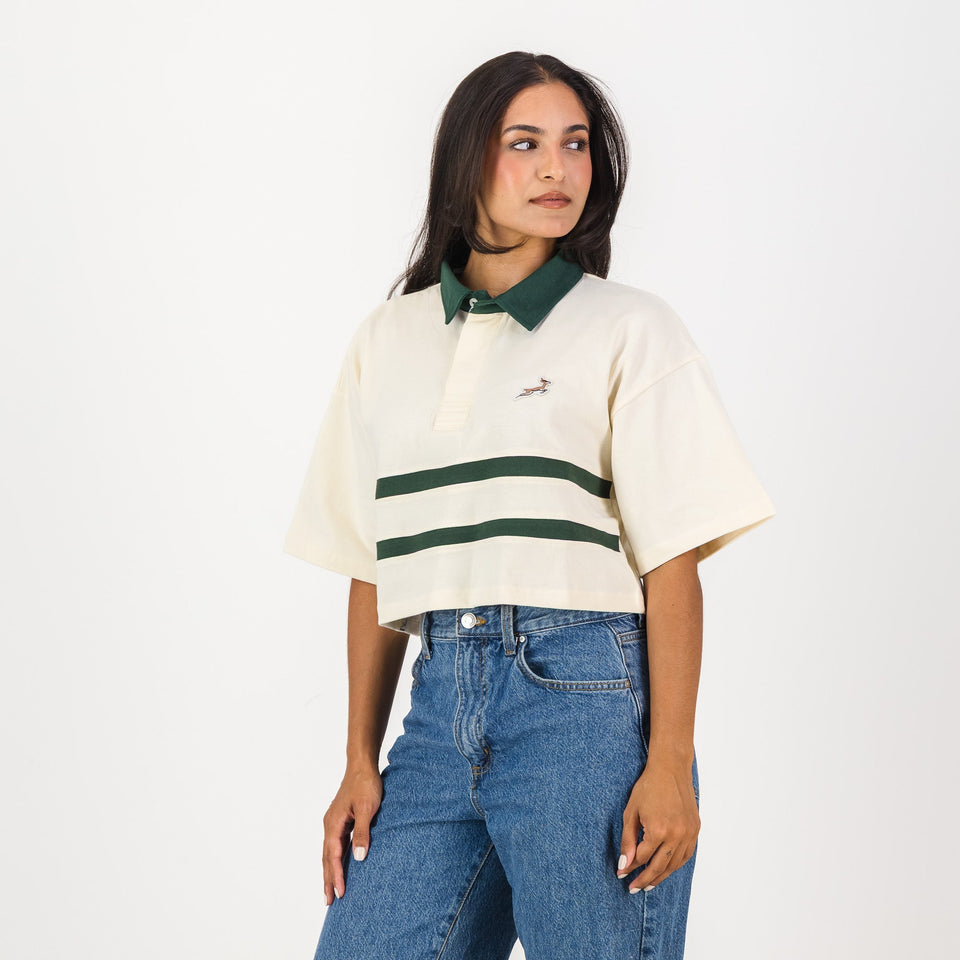 Springboks Twill Hoop SS Crop Rugby Jersey - Sugar Sizzle