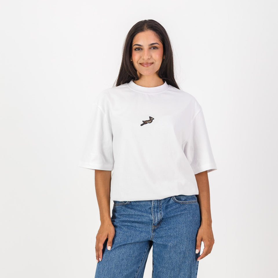 Springboks Winter Pop Badge Boxy Crew Tee-White