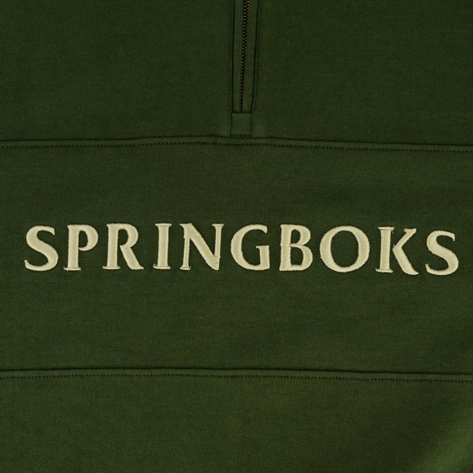Springboks Word Quarter Zip Sweat - Military Olive
