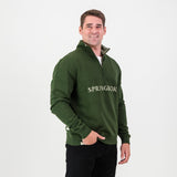 Springboks Word Quarter Zip Sweat - Military Olive