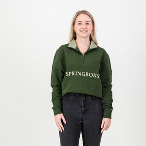 Springboks Word Quarter Zip Sweat - Military Olive